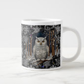 Elegant Christmas white owl woodland winter forest Jumbo-Tasse (Rechts)
