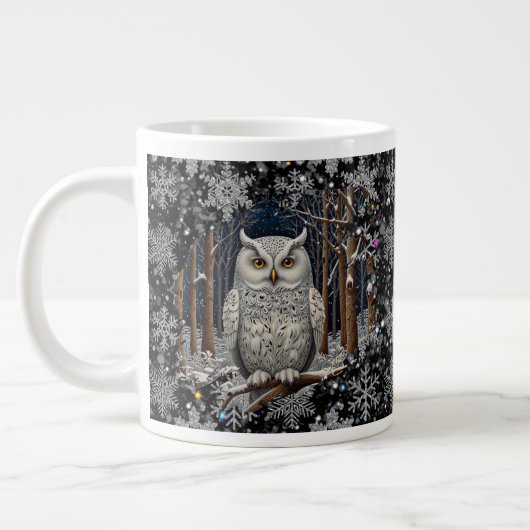 Elegant Christmas white owl woodland winter forest Jumbo-Tasse (Links)