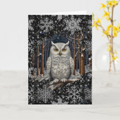 Elegant Christmas white owl woodland winter forest Karte (Gelbe Blume)