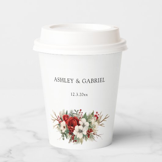Elegant Christmas Winter Floral Pappbecher (Vorderseite)