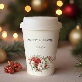 Elegant Christmas Winter Floral Pappbecher