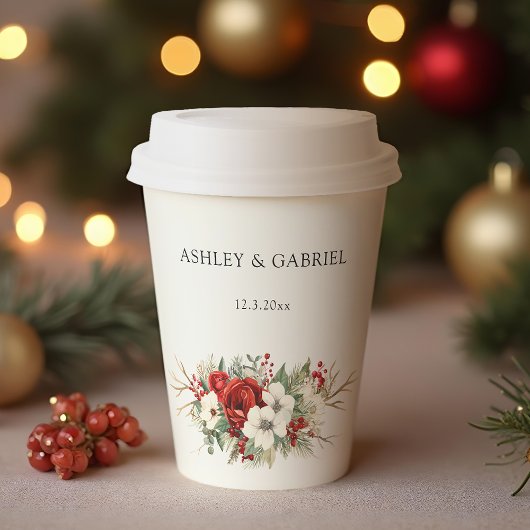 Elegant Christmas Winter Floral Pappbecher