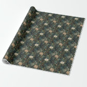 Elegant Christmas Winter Green and Cream Floral Geschenkpapier (Ungerollt)