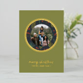 Elegant Christmas Winter Greenery Folien Feiertagskarte (Stehend vorne)