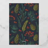 Elegant Christmas Winter Greenery Folien Feiertagskarte (Rückseite)