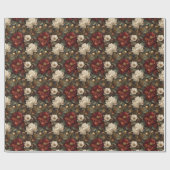 Elegant Christmas Winter Red and Cream Floral Geschenkpapier (Flach)