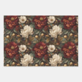 Elegant Christmas Winter Red and Cream Floral Geschenkpapier Set (Vorderseite)