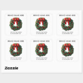 Elegant Christmas Wreath | Candle Labels Quadratischer Aufkleber (Blatt)