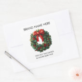 Elegant Christmas Wreath | Candle Labels Quadratischer Aufkleber (Umschlag)