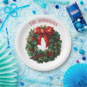 Elegant Christmas Wreath Custom Name Paper Plates Pappteller (Party)