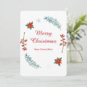 Elegant Christmas Wreath Invitation Einladung (Stehend Vorderseite)