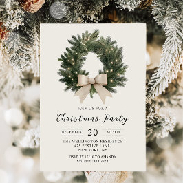 Elegant Christmas Wreath Party Invitation Einladung
