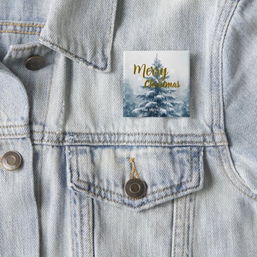 Elegant Christmas Xmas winter pine tree forest  Button (Beispiel)