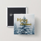 Elegant Christmas Xmas winter pine tree forest Button (Vorne & Hinten)