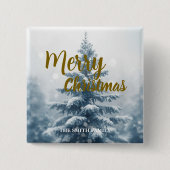 Elegant Christmas Xmas winter pine tree forest  Button (Vorderseite)