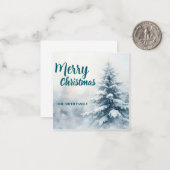 Elegant Christmas Xmas winter pine tree forest Hol Mitteilungskarte (Vorderseite/Rückseite Beispiel)