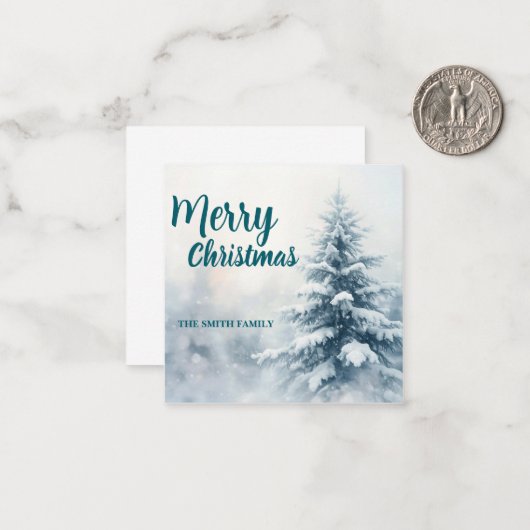 Elegant Christmas Xmas winter pine tree forest Hol Mitteilungskarte (Vorderseite/Rückseite Beispiel)