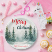 Elegant Christmas Xmas winter pine tree forest Hol Pappteller (Party)