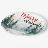 Elegant Christmas Xmas winter pine tree forest Hol Pappteller (Schrägansicht)