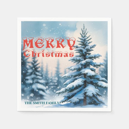 Elegant Christmas Xmas winter pine tree forest Hol Serviette (Vorderseite)