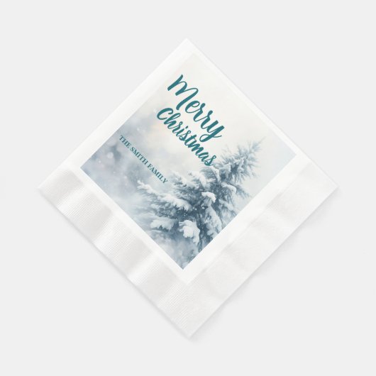 Elegant Christmas Xmas winter pine tree forest Hol Serviette (Ecke)