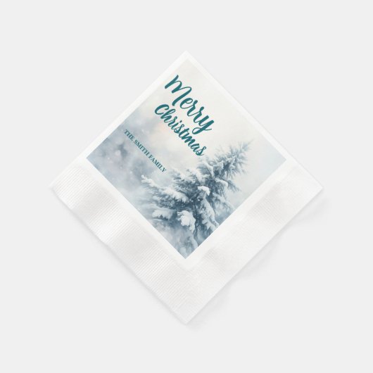 Elegant Christmas Xmas winter pine tree forest Hol Serviette (Ecke)