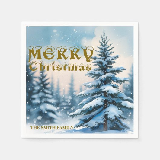 Elegant Christmas Xmas winter pine tree forest Hol Serviette (Vorderseite)