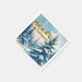 Elegant Christmas Xmas winter pine tree forest Hol Serviette (Ecke)