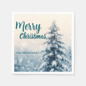 Elegant Christmas Xmas winter pine tree forest Hol Serviette (Vorderseite)