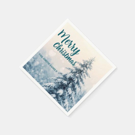 Elegant Christmas Xmas winter pine tree forest Hol Serviette (Ecke)