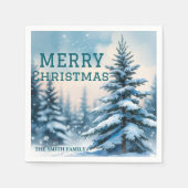 Elegant Christmas Xmas winter pine tree forest Hol Serviette (Vorderseite)