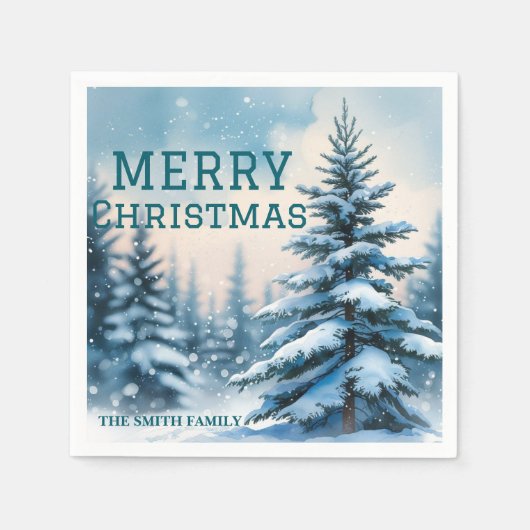 Elegant Christmas Xmas winter pine tree forest Hol Serviette (Vorderseite)