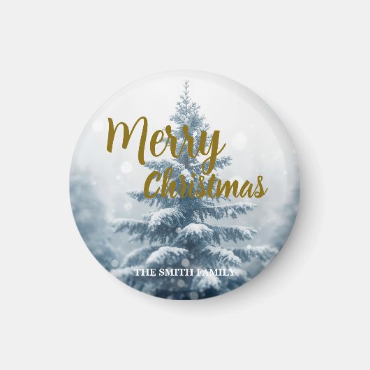 Elegant Christmas Xmas winter pine tree forest Magnet (Vorne)
