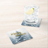 Elegant Christmas Xmas winter pine tree forest Rechteckiger Pappuntersetzer (Vor Ort)