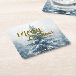 Elegant Christmas Xmas winter pine tree forest  Rechteckiger Pappuntersetzer