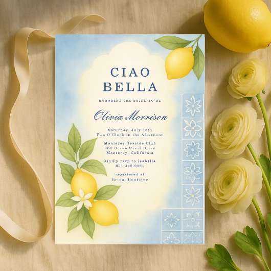 Elegant Ciao Bella Italian Bridal Shower Einladung