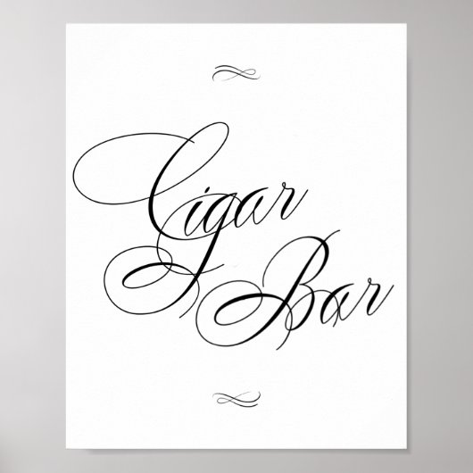 Elegant Cigar Bar Black Calligraphy | Chic Table Poster (Vorne)