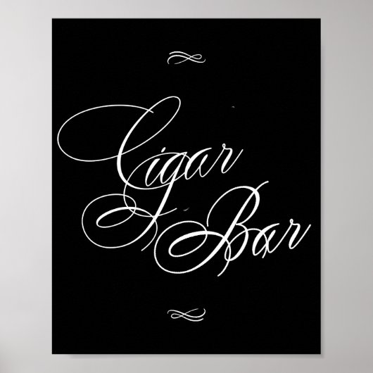 Elegant Cigar Bar White Calligraphy | Chic Table Poster (Vorne)