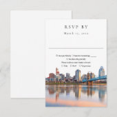 Elegant Cincinnati Skyline Watercolor Wedding RSVP Karte (Vorne/Hinten)