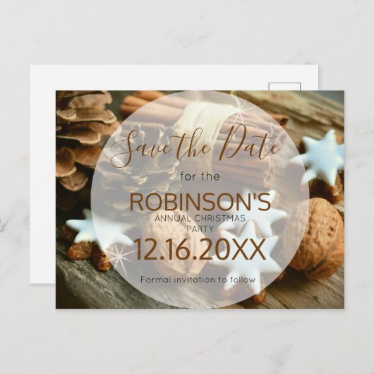 Elegant Cinnamon Save the Date Postkarte (Vorne/Hinten)