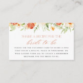 Elegant Citrus Floral Bridal Shower Recipe Request Begleitkarte (Vorderseite)