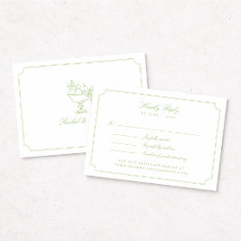 Elegant Citrus Green Double Frame Wedding RSVP Car