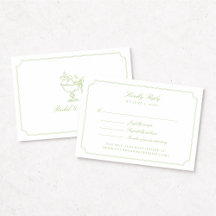 Elegant Citrus Green Double Frame Wedding RSVP Car