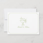 Elegant Citrus Green Double Frame Wedding RSVP Car Karte (Rückseite)