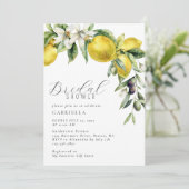 Elegant Citrus Lemon Bridal Shower Einladung (Stehend Vorderseite)