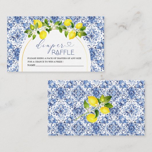 Elegant Citrus Lemon Wasserfarbe Babydusche Diape Begleitkarte (Vorne/Hinten)
