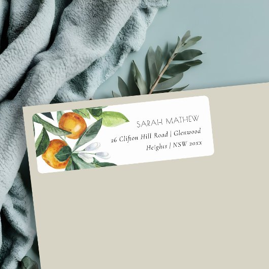 Elegant Citrus Orange Botanical Boho Adresse