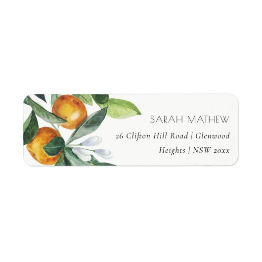 Elegant Citrus Orange Botanical Boho Adresse (Vorne)