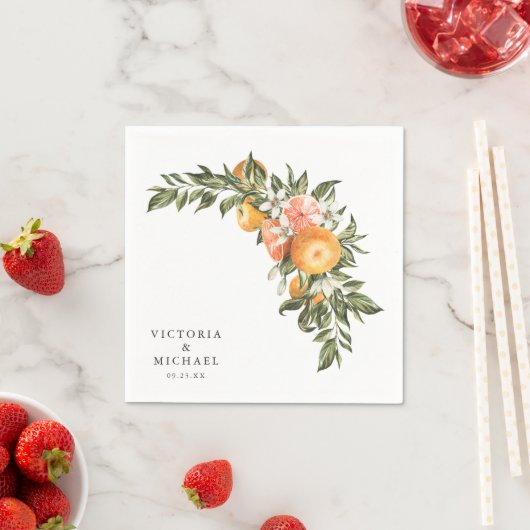 Elegant Citrus Orchard | Boho Botanic Monogram Serviette (Beispiel)