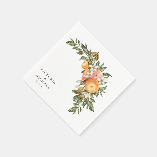 Elegant Citrus Orchard | Boho Botanic Monogram Serviette (Ecke)